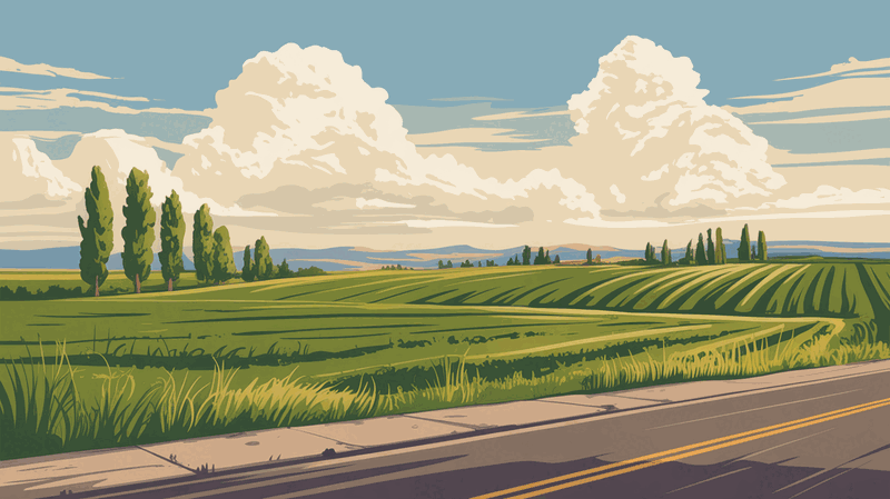 Illustration of high desert landscape near Twin Falls, Idaho