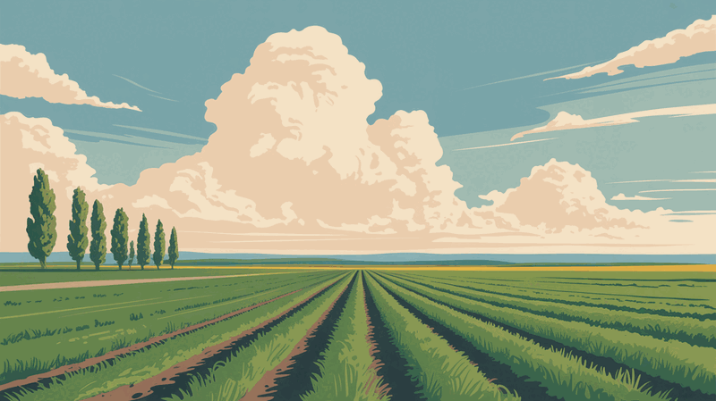 Illustration of farmland and canyon country near Twin Falls, Idaho